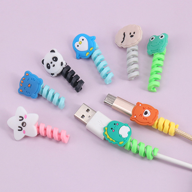 New Spiral Protector Cartoon PVC Cable Organizer for Data Cables and Earphones Anti-break Cable Sleeve