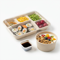 Hete Aanbieding Vierkante 3-Vaks Suikerriet Bagasse Lunchbox Driedelige Wegwerp Voedselcontainer Meal Prep Afhaalmaaltijd 1000ml