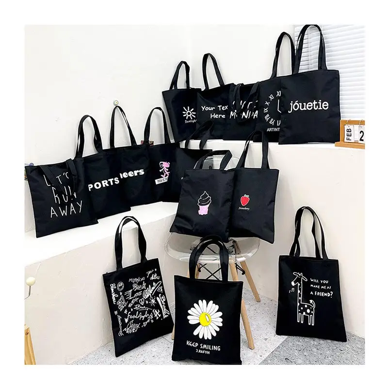 Multicolor Customized Female Student Korean Large Capacity Simple Shoulder Tote Cotton Cute Small Canvas Bag