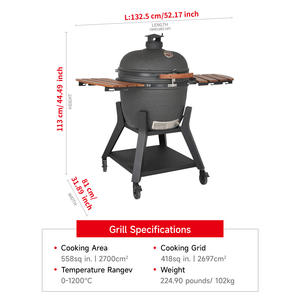 SEB KAMADO Dark Grey XL Large <strong>Professional</strong> <strong>Charcoal</strong> <strong>Grill</strong> Outdoor Bbq Kitchen Barbecue Kamado <strong>Grill</strong> - Product Image 2