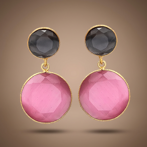Pendientes Artesanales de Latón con Ónix, Bañados en Rodio, Estilo Étnico, Unisex, Moda Boho - Product Image 3