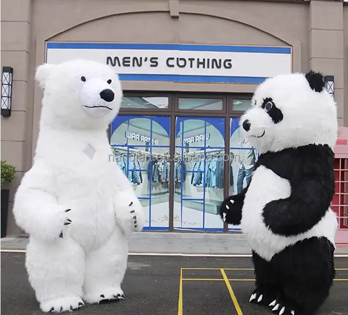 Puntelli per feste di natale costumi per mascotte divertenti a grandezza naturale Nanchi vendita calda costumi gonfiabili economici per cartoni animati orso per adulti