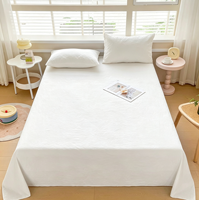 Ensemble de literie 3 pièces en microfibre brossée douce et durable, drap plat uni, taies d'oreiller, lavable en machine, pour la maison