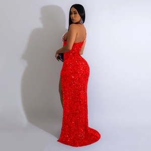 Robe de bal de promo personnalisée Vestidos De Fiesta Largos Elegantes <span class=keywords><strong>Y</strong></span> Moulante d'épaule à un bras haute Fente Maxi Cristal - Product Image 6