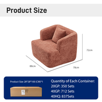 Fauteuil de salon moderne italien en tissu rouge rouille, rembourré en mousse, une place, compressé sous vide, mobilier de salon