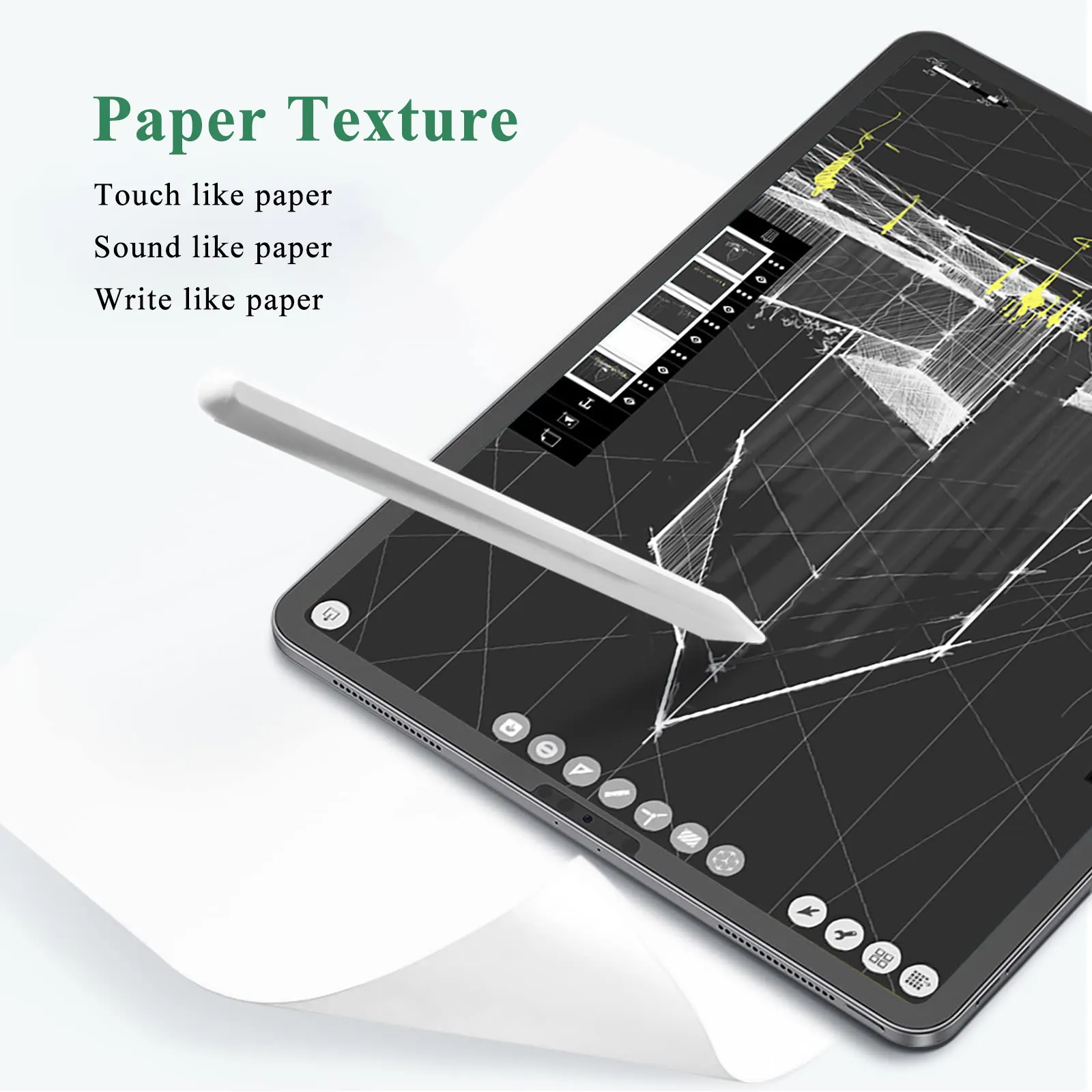 Protector de pantalla de cristal para tableta, película de escritura similar a papel para Ipad