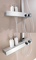 Ensemble de douche mural thermostatique moderne en acier inoxydable brossé à double poignée avec robinets de bain et de douche à noyau en céramique