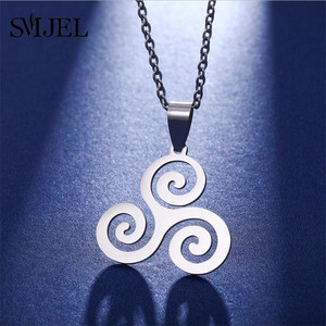 Collier pendentif inspiré du film Teen Wolf Triskele Triskelion, en acier inoxydable argenté, rond, bijoux pour femmes, cadeaux - Product Image 3