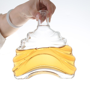 Meilleure Vente Bouteille en Verre Plate pour Liqueurs et Spiritueux (Brandy, <span class=keywords><strong>Gin</strong></span>, Whisky, Vodka, Rhum, Tequila) Nouveau Design avec Bouchon - Product Image 5