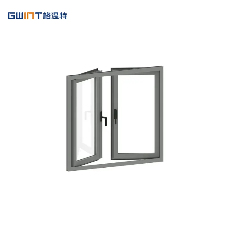 GWINTサーマルブレークアルミニウムウィンドウ低価格ウィンドウ二重ガラス強化日よけおよびスライド式アルミニウム開き窓