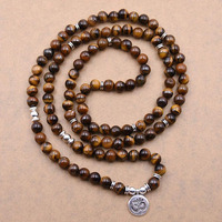 Personnalisé boho hindou naturel oeil de tigre pierre précieuse 108 yoga prière méditation perles tasbih chapelet bracelet collier bijoux