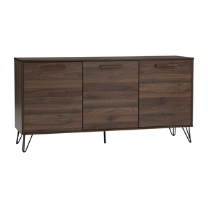 Premium Walnut Colour SAMOS 1.49M <b>Sideboard</b> Metal Frame Buffet Cabinet for Contemporary Dining Room Luxury Living Area <b>Storage</b> - Product Image 1