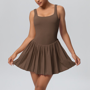 <span class=keywords><strong>Combinaison</strong></span> de yoga plissée à col carré pour <span class=keywords><strong>femme</strong></span>, 2-en-1, sans couture, avec short intégré, idéale pour le Pilates, la gym et le tennis - Product Image 2