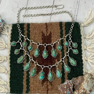 Collier double couche en argent sterling fait main avec turquoise Kingman pour femmes, style unique - Product Image 1