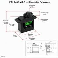 Servomoteur numérique PTK 7455 MG-D HV à engrenages métalliques, moteur 2BB, 5,3 kg, 0,101 sec, compatible Lipo 2S (4,8V-8,4V) pour avions RC à voilure fixe F3P F5J et planeurs