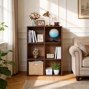 Libreria in legno a 6 cubi, mobile contenitore e vetrina per soggiorno e ufficio - Product Image 6