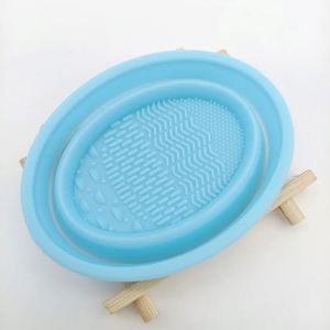 Silicone Foldable Portable Beauty Egg <b>Brush</b> Cleaning Tool Targeted Makeup Powder Puff <b>Scrub</b> Mat for Cleaning <b>Brushes</b> - Product Image 2