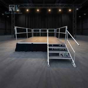 Complete <b>Stage</b> <b>Platform</b> with Guardrails & Skirts Aluminum Adjustable <b>Stage</b> - Product Image 1