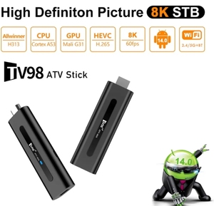 Tv98 ATV Pro 8K Android 14 H313 2.4G/5.8G Wifi Kép Android TV Box thông minh TV Stick Dongle hồng ngoại IR + BT bằng giọng nói điều khiển từ xa - Product Image 3