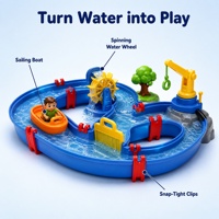 Blocs de construction en plastique pour parc aquatique, ensemble de jeu canal aquatique pour enfants de 3 ans et plus avec roue à aubes, grue, bateau, DIY, 39 pièces