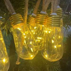 Guirnalda de luces solares de <span class=keywords><strong>papaya</strong></span> con cuerda de cáñamo y alambre de cobre, luces decorativas de hadas para acampar al aire libre para jardín de vacaciones - Product Image 5
