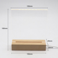 Lampe de table LED personnalisable DIY avec base en bois rectangulaire, panneau acrylique vierge effaçable pour messages
