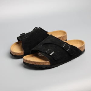 Sandales en liège style Zurich, mules Birkenstock en daim véritable pour hommes et femmes, commande en gros, chaussures plates confortables pour l'été - Product Image 1