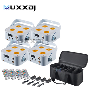 4 cái IR4 uplight không dây DMX & pin <span class=keywords><strong>Powered</strong></span> rgbwa UV 6in1 <span class=keywords><strong>LED</strong></span> uplight đám cưới DJ up Chiếu Sáng Sân khấu Par Light Đảng uplighter - Product Image 1