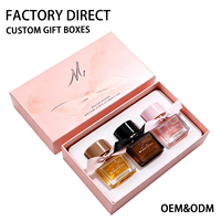 Boîte rigide personnalisée rose avec couvercle et base, insert en mousse, logo estampé à chaud en couleur or, emballage en papier pour coffret de parfum, fabrication en usine