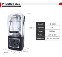 Blender électrique commercial de 3,8 L, broyeur de glace, soja, importé à l'étranger, coupe-légumes, fabricant de smoothies, cuisine, camping-car, commandes à bouton, 5+ vitesses