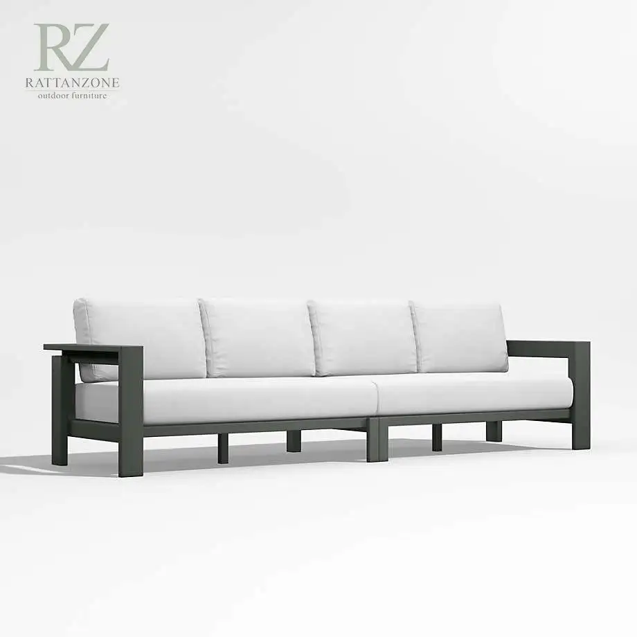 Walker 2-Piece Metal Sectional Sofa with White Sand SR10 Cushions for outdoor indoor use