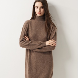 Factory Price Turtleneck Knit Dress Long Sleeve Loose Fit Winter Knitwear <strong>Women</strong> Wool Sweater Dress - Product Image 5