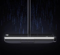 Douche intelligente avec affichage numérique LED, ensemble de douche thermostatique à effet pluie avec étagère de rangement, eau chaude et froide