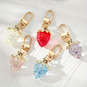 Keychain Transparent 3D <b>Sweet</b> Strawberry Square Keychain Bag Pendant PVC Acrylic Material <b>Sweet</b> <b>Personalized</b> Keychain - Product Image 2