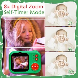 Fotocamera Digitale per Bambini 48MP con Doppia Lente, Certificazione CE e Treppiede, Regalo di Natale, Registrazione Video 1080P, <span class=keywords><strong>Giochi</strong></span> Divertenti Integrati - Product Image 5