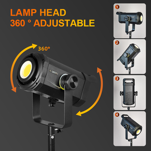 Lumière LED haute puissance 300W pour la prise de vue vidéo, 9 effets d'éclairage dynamiques, gradation progressive, lumière de remplissage, photographie de portrait et de produits - Product Image 4