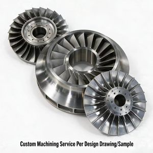Rotor intégré sur mesure pour turbocompresseur aérospatial, usiné CNC 5 axes en acier inoxydable/aluminium 7075, avec hélice à pales intégrées - Product Image 1