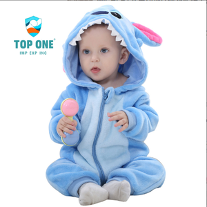 TopOne venta al por mayor mullido general dibujos animados Animal fiesta cumpleaños recién nacido bebé niño niña cremallera pie Onesie mameluco pijama traje - Product Image 4