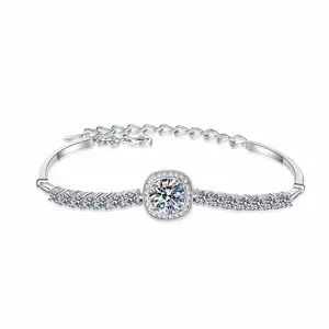 Custom Wholesale Luxury Women's Fine Jewelry 2.4ct Full Moissanite Bracelet With VVS S925 Sterling Silver Trendy Claw Setting