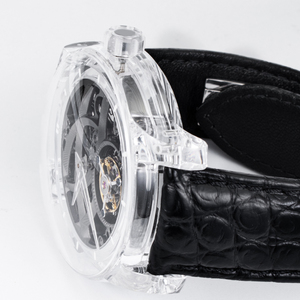 Montre mécanique de luxe pour homme avec cadran squelette, tourbillon, cristal saphir complet et bracelet en cuir fluororubber - Product Image 5