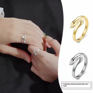 Diseño personalizado <span class=keywords><strong>Abrazo</strong></span> Parejas Anillos DE BODA Moda Abierta Señoras Anillo Tendencia Todos los hombres a juego Accesorios de joyería - Product Image 2