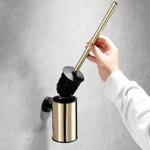 Nuovo Arrivo Set Moderno di Scopino e Portascopino per <span class=keywords><strong>WC</strong></span> in Acciaio Inox 304 Dorato Rotondo per Hotel e Uso Quotidiano - Product Image 2
