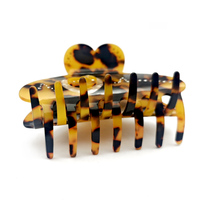 Haute Qualité Acétate Cheveux Griffes 11cm Double Couche Plaque Gravé Lignes Simple Écaille De Tortue Couleur Strass Épissage Griffe Clip