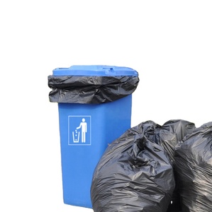 Extra Strong Heavy Duty <b>Black</b> HDPE/LDPE Flat <b>Bin</b> <b>Liners</b> Offset Printed Heat Seal Recyclable Ecofriendly Waste Management Bags - Product Image 1