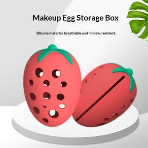 Organisateur de <span class=keywords><strong>maquillage</strong></span> pour éponges de beauté en forme de fraise, boîte de rangement respirante, anti-moisissure et portable - Product Image 5
