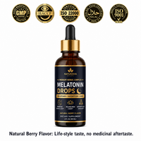 Gouttes liquides orales de mélatonine pure à haute puissance 3 mg pour un soutien rapide du sommeil chez l'adulte, marque privée OEM, vente en gros, 30 ml