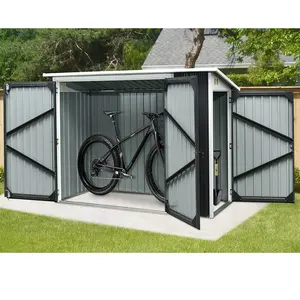Armazenamento ao ar livre multifuncional, armazenamento de lixeira e bicicleta combinado metal com aberturas plásticas e sistema de travamento