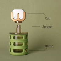 Flacon de parfum en verre vert de 100 ml, design unique et creux, avec logo personnalisé en relief, conteneur cosmétique vaporisateur avec boîte cadeau