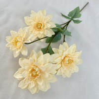 4 têtes de fleurs artificielles de dahlia en soie pour mariage, Noël, décoration de vases, arrangement floral pour la maison et le jardin
