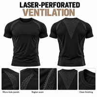 T-shirt de sport pour homme, coupe athlétique, respirant, extensible dans les 4 sens, pour la musculation, OEM, étiquette privée, perforation au laser